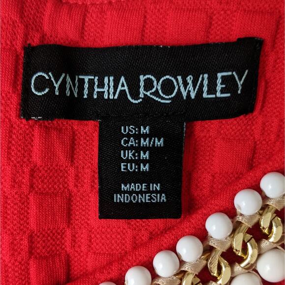 CYNTHIA ROWLEY Bright Red Cocktail Dress Size Medium - Picture 6 of 8
